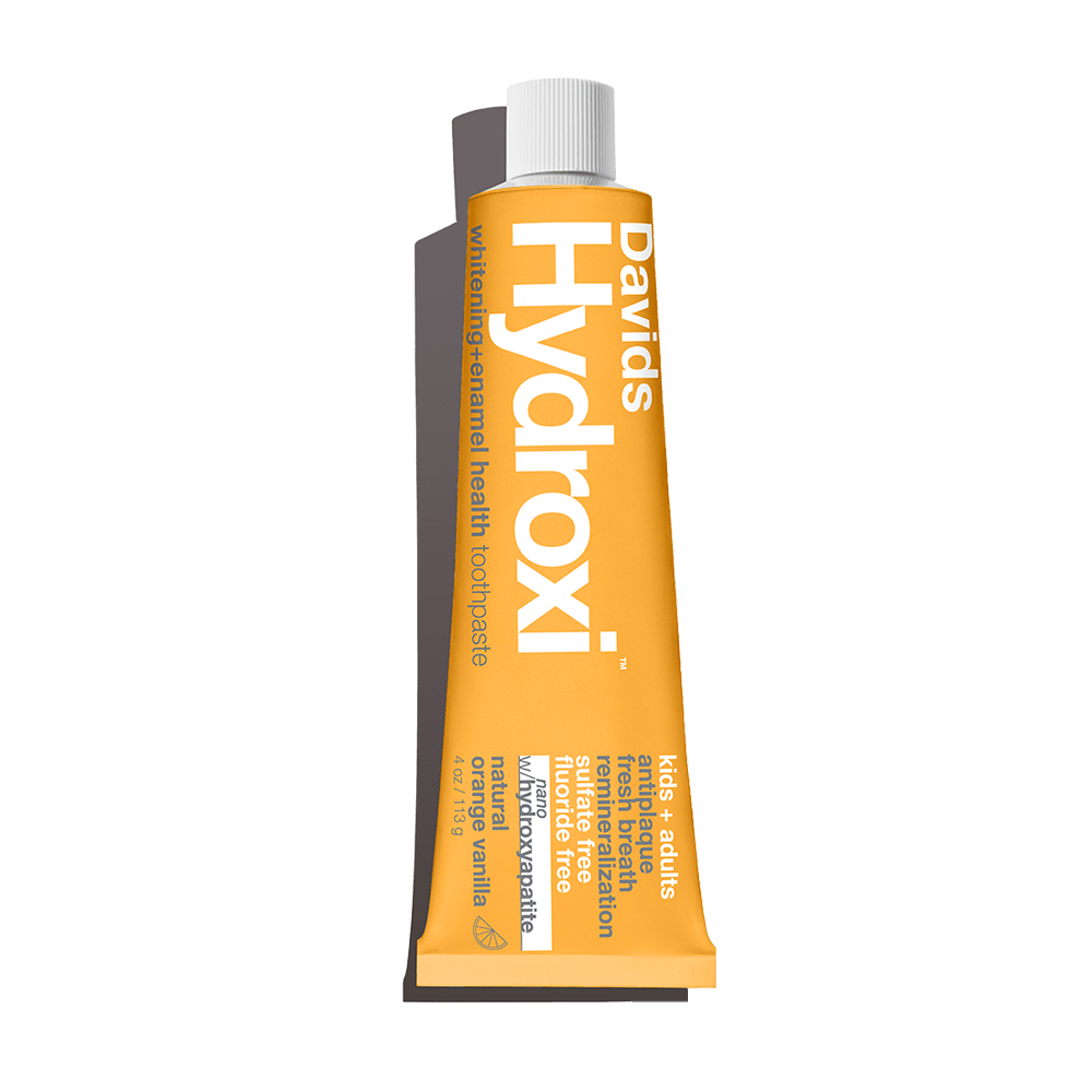 Davids Hydroxi™ whitening + enamel health toothpaste w/nano hydroxyapatite, kids+adults, orange vanilla, 4oz - 6pk