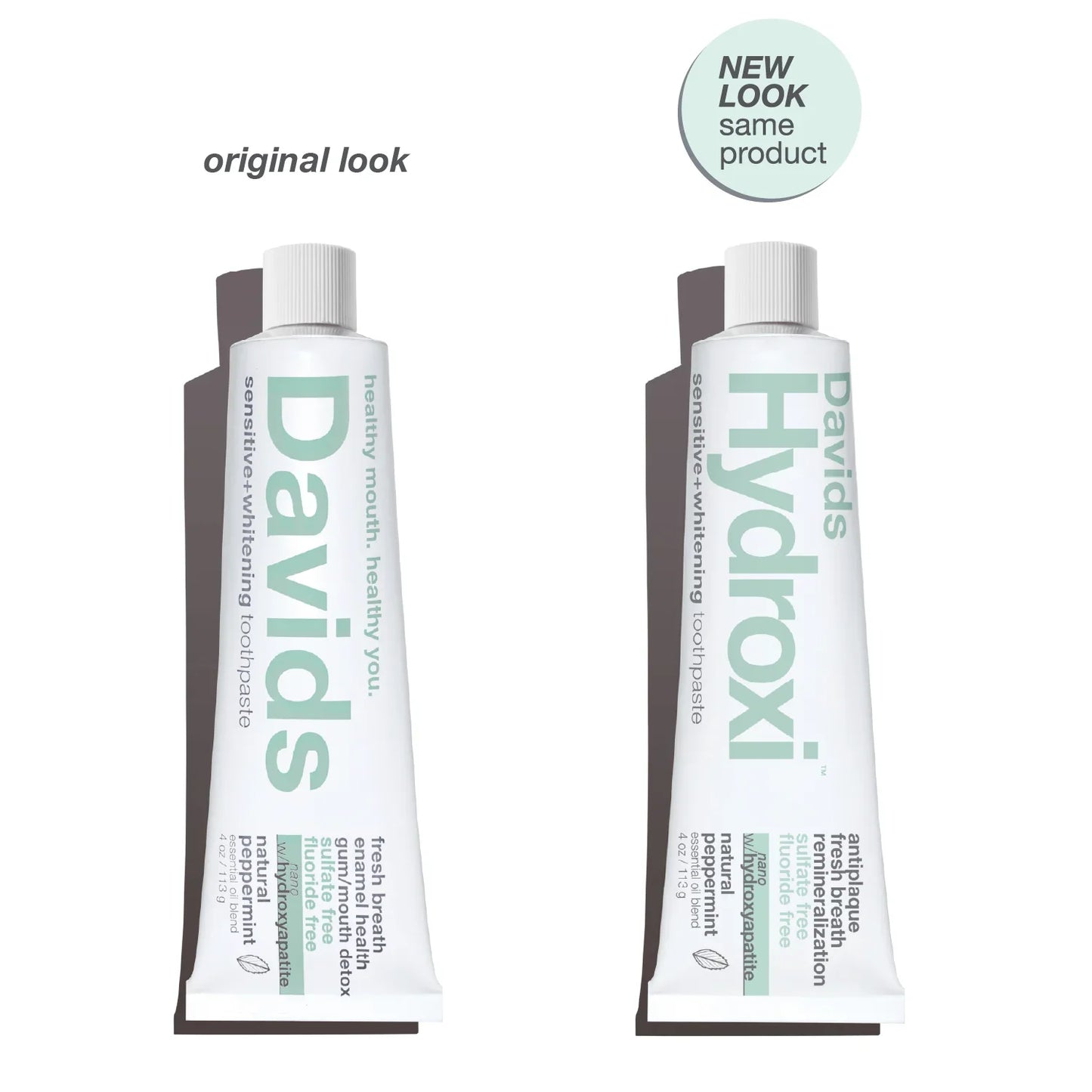 Davids Hydroxi™ sensitive + whitening toothpaste w/nano hydroxyapatite, peppermint, 4oz - 6pk
