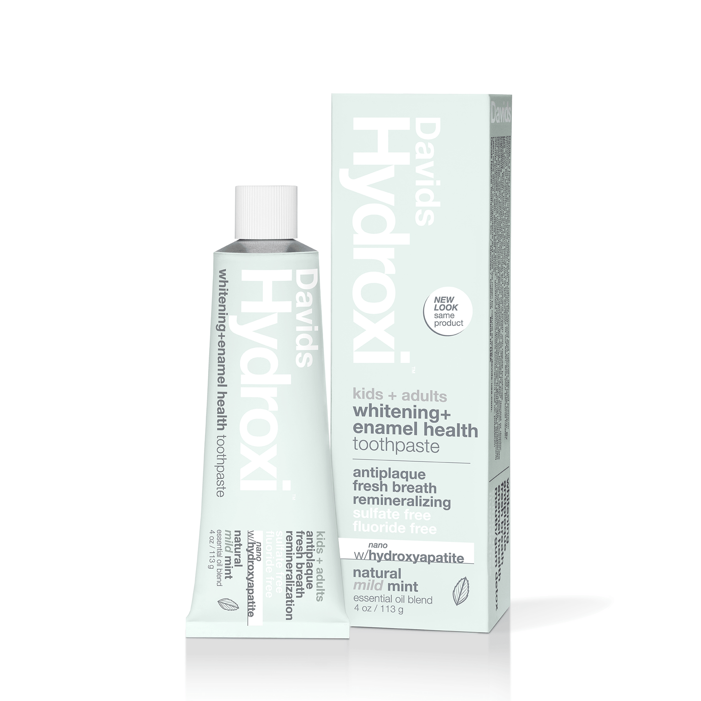 Davids Hydroxi™ whitening + enamel health toothpaste w/nano hydroxyapatite, kids+adults, mild mint, 4oz - 6pk