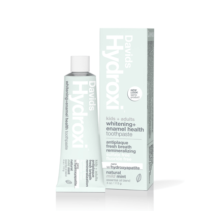 Davids Hydroxi™ whitening + enamel health toothpaste w/nano hydroxyapatite, kids+adults, mild mint, 4oz - 6pk