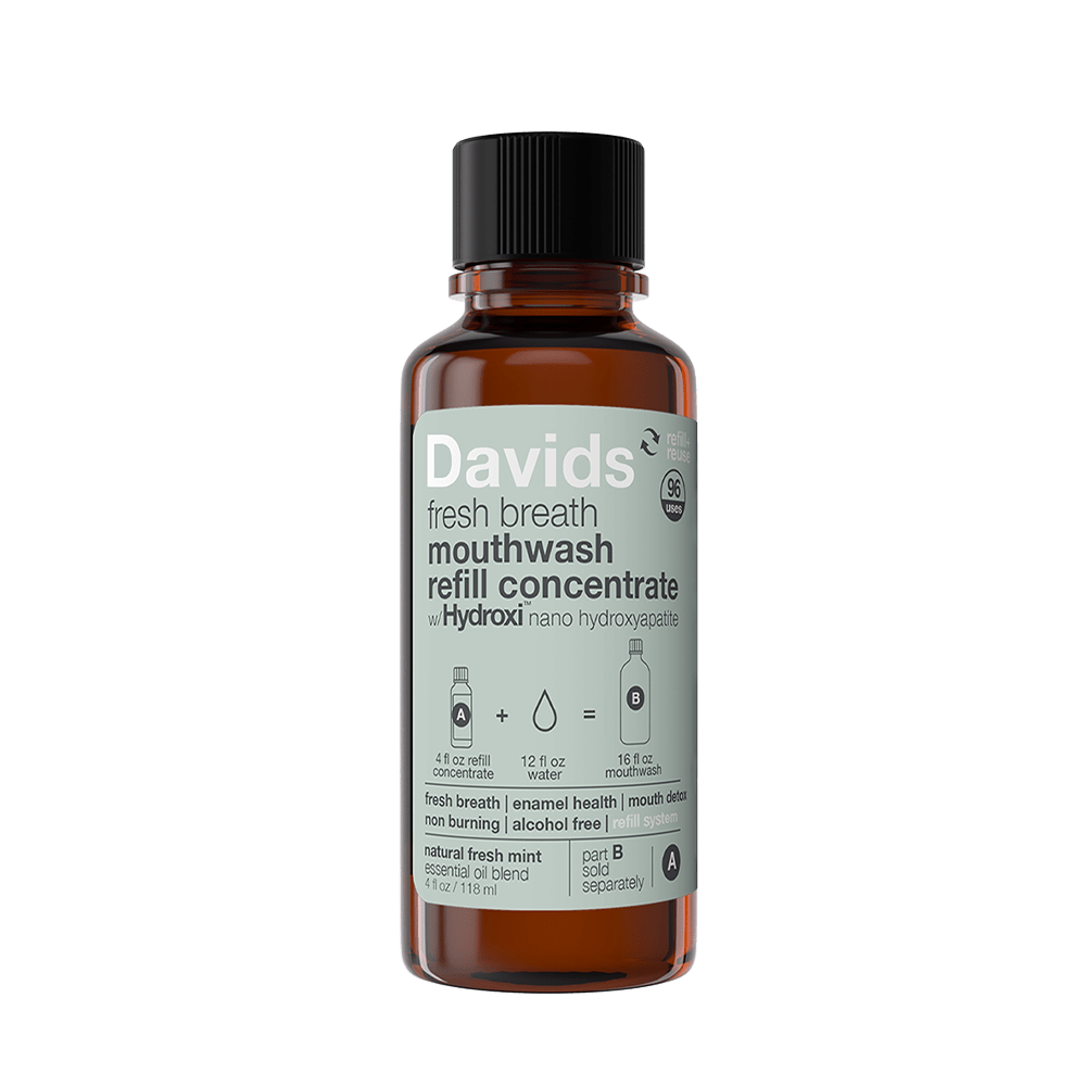 Davids Hydroxi™ fresh breath mouthwash refill concentrate w/nano-hydroxyapatite, mint, 4oz - 6pk