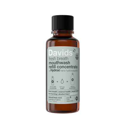 Davids Hydroxi™ fresh breath mouthwash refill concentrate w/nano-hydroxyapatite, mint, 4oz - 6pk
