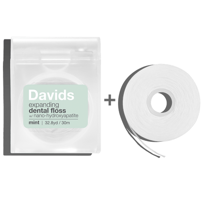 Davids Hydroxi™ expanding dental floss, dispenser + refill - 6pk