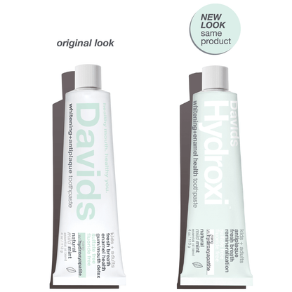 Davids Hydroxi™ whitening + enamel health toothpaste w/nano hydroxyapatite, kids+adults, mild mint, 4oz - 6pk