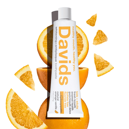 Davids Hydroxi™ whitening + enamel health toothpaste w/nano hydroxyapatite, kids+adults, orange vanilla, 4oz - 6pk