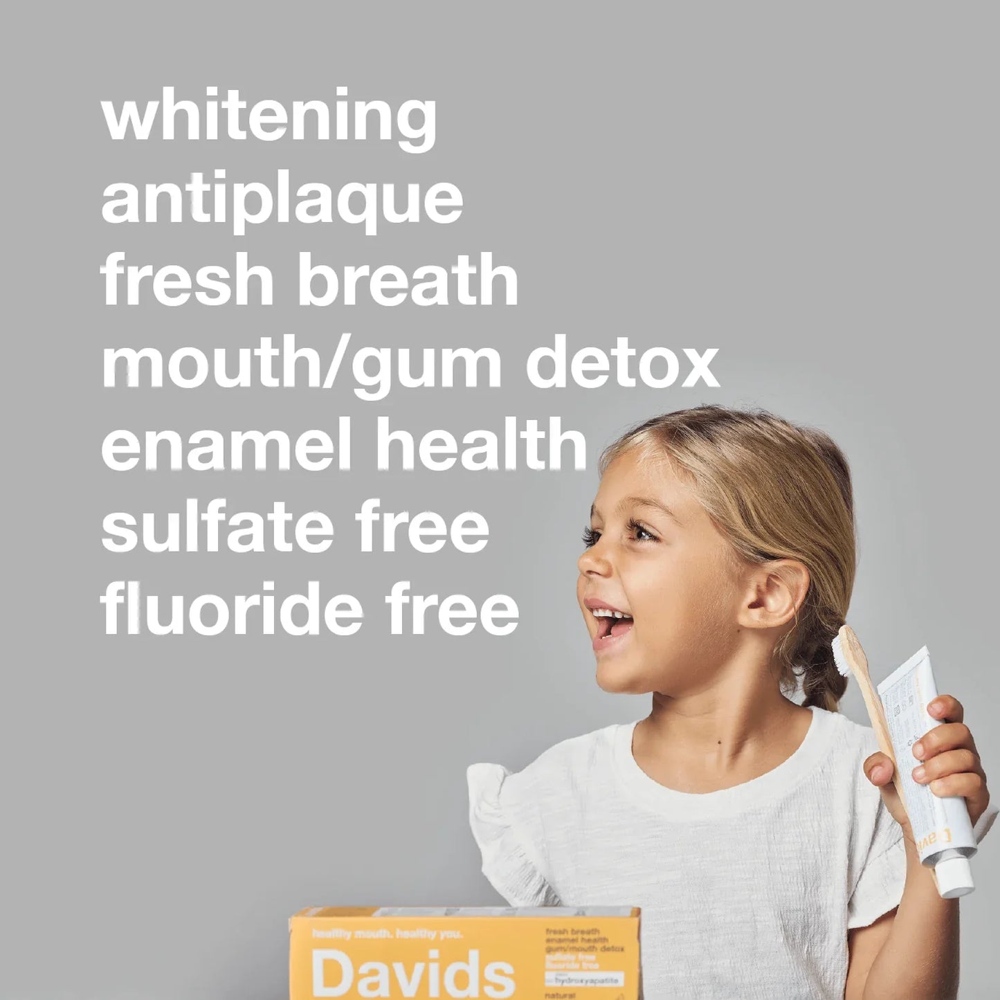 Davids Hydroxi™ whitening + enamel health toothpaste w/nano hydroxyapatite, kids+adults, orange vanilla, 4oz - 6pk