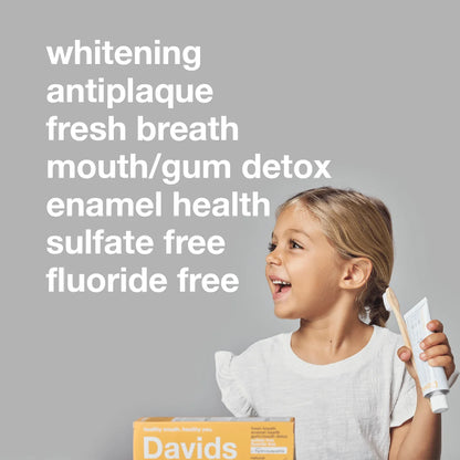 Davids Hydroxi™ whitening + enamel health toothpaste w/nano hydroxyapatite, kids+adults, orange vanilla, 4oz - 6pk
