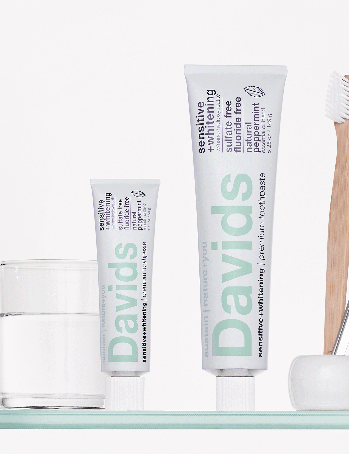 Davids Hydroxi™ sensitive + whitening toothpaste w/nano hydroxyapatite, peppermint, travel size, 1.75oz - 6pk